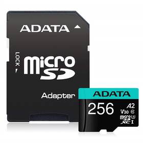 Pamäťová karta ADATA Premier Pro MicroSDXC 256GB (100R/80W) + adaptér (AUSDX256GUI3V30SA2-RA1)