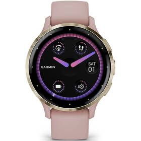 Inteligentné hodinky Garmin Venu 3S - Cream Gold/Dust Rose Silicone Band (010-02785-03)