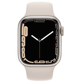 Inteligentné hodinky Apple Watch Series 7 GPS, 45mm púzdro z hviezdne bieleho hliníka - hviezdne biely športový remienok (MKN63VR/A)
