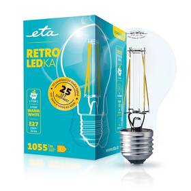 LED žiarovka ETA RETRO LEDka klasik filament 8W, E27, teplá bílá (ETAA60W8WWF01)
