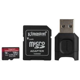 Pamäťová karta Kingston Canvas React Plus MicroSDXC 128GB UHS-II U3 ​​(285R/165W) + adaptér + čítačka (MLPMR2/128GB)