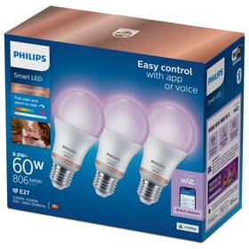 Inteligentná žiarovka Philips Smart LED 8,8 W, E27, RGB, 3 ks (929003601036)