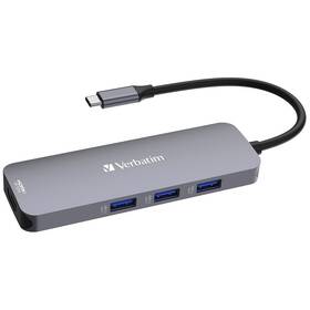 USB Hub Verbatim USB-C Pro Multiport 8 Port (32151) strieborný