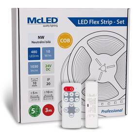 LED pásik McLED súprava 3 m + Prijímač Nano, 480 LED/m, NW, 1030 lm/m, vodič 3 m (ML-126.054.83.S03002)