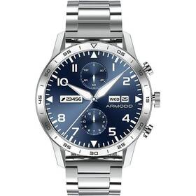 Inteligentné hodinky ARMODD Silentwatch 4 Pro stříbrná s kovovým řemínkem + silikonový řemínek (9001)