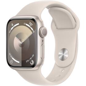 Inteligentné hodinky Apple Watch Series 9 GPS 41mm pouzdro z hvezdně bílého hliníku - hvězdně bílý sportovní řemínek - M/L (MR8U3QC/A)