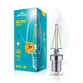 LED žiarovka ETA RETRO LEDka svíčka filament 6W, E14, teplá bílá (ETAC35W6WWF01)