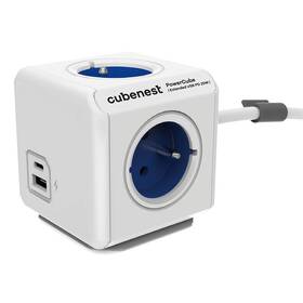 Kábel predlžovací CubeNest Powercube Extended USB PD 20W, USB, USB-C, 4x zásuvka, 1,5m (PC420BL) biely/modrý