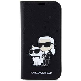 Puzdro na mobil flipové Karl Lagerfeld PU Saffiano Karl and Choupette NFT na Apple iPhone 14 (KLBKP14SSANKCPK) čierne
