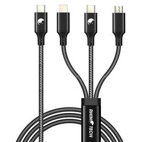 Kábel RhinoTech 3v1 USB-C (MicroUSB/Lightning/USB-C) 40W 1,2m (RTACC477) čierny