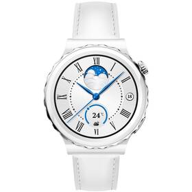 Inteligentné hodinky Huawei Watch GT3 Pro 43 mm - Silver Bezel White Ceramic Case + White Leather Strap (55028825)