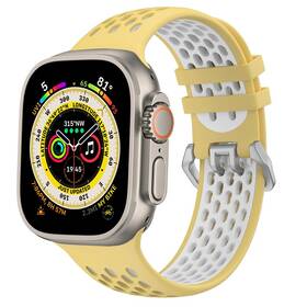 Remienok CubeNest Silicone Sport na Apple Watch 42/44/45/Ultra 49 mm (B01R5L01) biely/žltý
