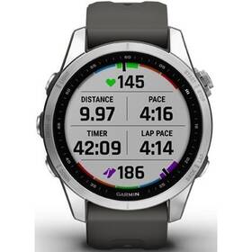 GPS hodinky Garmin fenix 7S Glass - Silver/Graphite Silicone Band (010-02539-01)