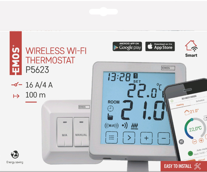 Izbový programovateľný bezdrôtový WiFi termostat EMOS P5623