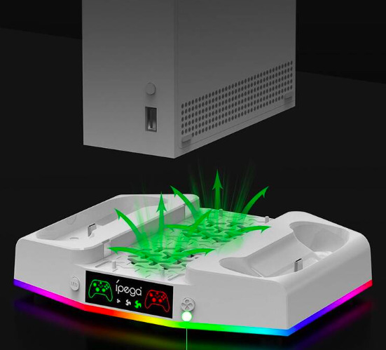 Dokovacia stanica iPega RGB stojan s chladením pre Xbox Series S + 2ks batérií - biela