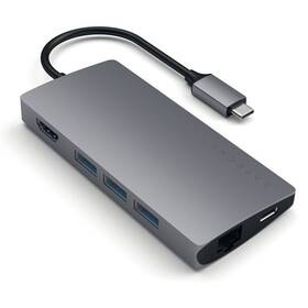 USB Hub Satechi USB-C Multi-Port Adapter (HDMI 4K, 3x USB 3.0, USB-C, MicroSD, SD, Ethernet V2) (ST-TCMA2M) šedá