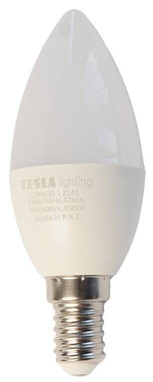 Žiarovka LED Tesla sviečka, E14, 6W, teplá biela