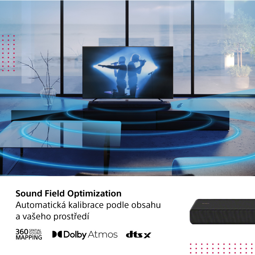 Soundbar Sony HT-A3000, optimalizácia zvuku