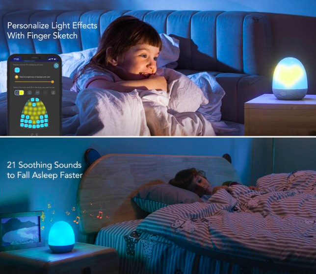 Nočné svetlo Govee RGBICW Smart LED s reproduktorom - biele
