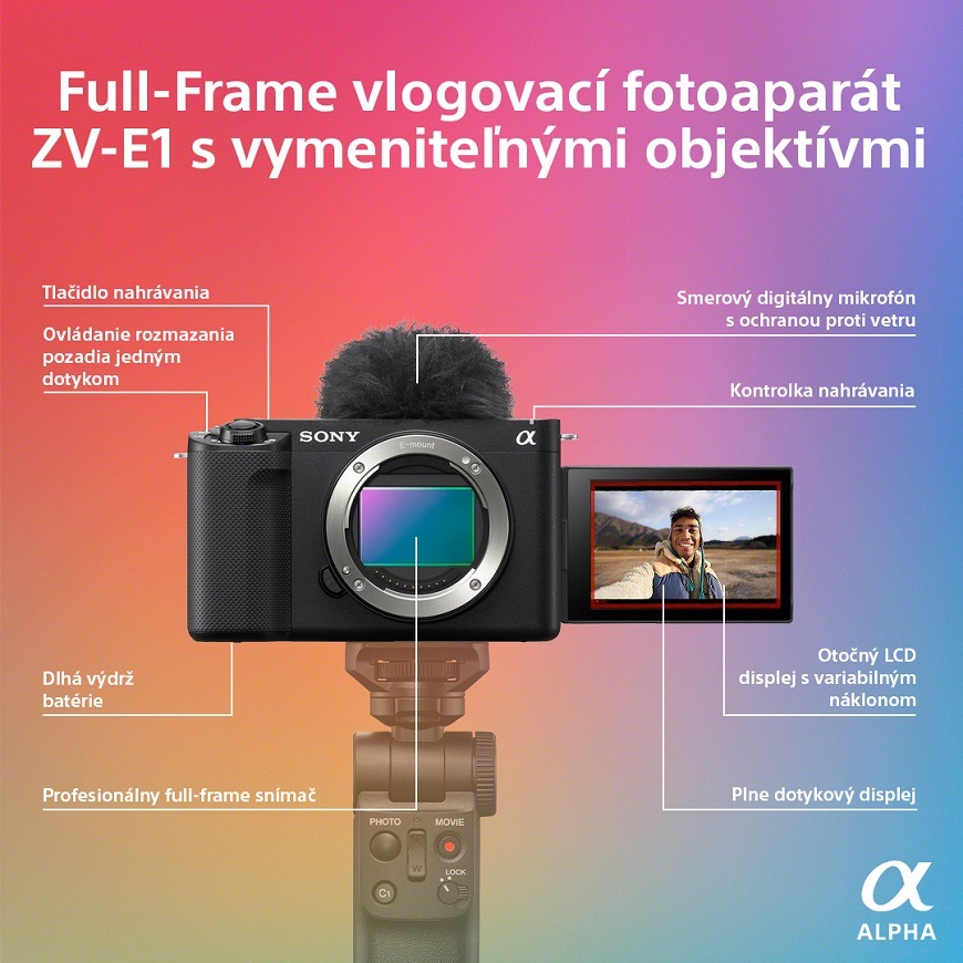 Full-Frame vlogovací fotoaparát Sony ZV-E1 s vymeniteľnými objektívmi