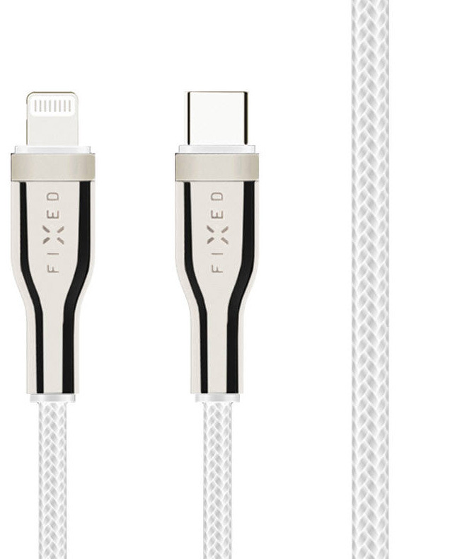 Kábel FIXED USB-C/Lightning s podporou PD, MFI, 1,2m - biely