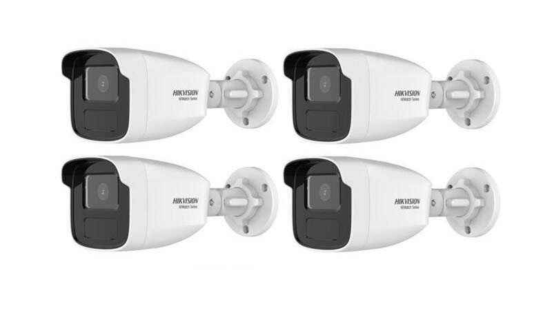 Hikvision HiWatch NVR 4108MH-8P(D) + 4× IP kamera HWI-B480H(C) kit, čierna/biela