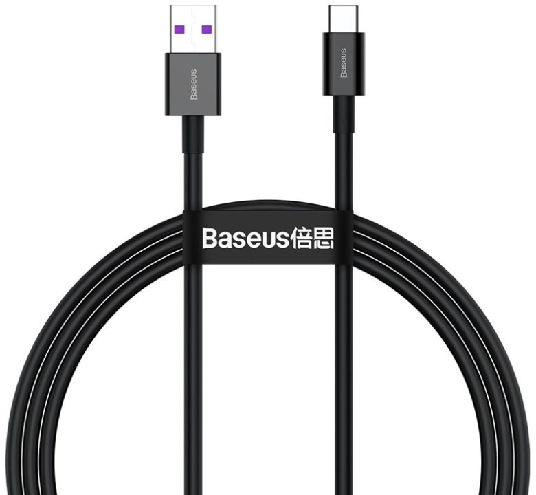 Kábel Baseus Superior USB/USB-C, 6A, 66W, 1m - čierny