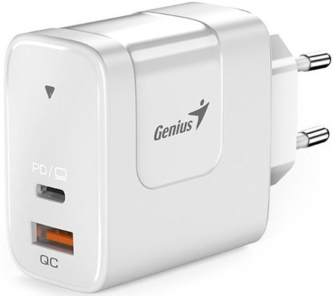 Genius PD 65 W, USB-C PD 3.0, USB-A Q C3.0, biela