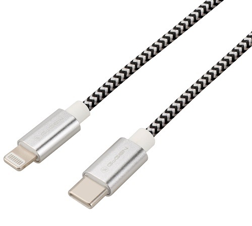 Kábel GoGEN USB-C/Lightning, 1m, strieborný