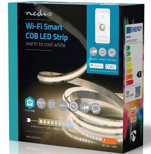 LED pásik Nedis SmartLife, Wi-Fi, teplá až studená biela, 2m