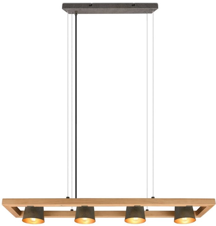 Závesné svietidlo TRIO Bell, 4x E14 - drevo/kovové