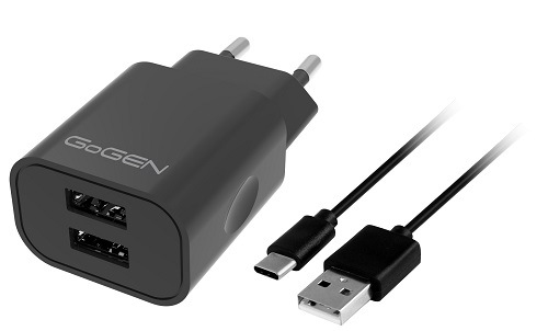 Nabíječka GoGEN ACH 205, USB-C kabel, černá