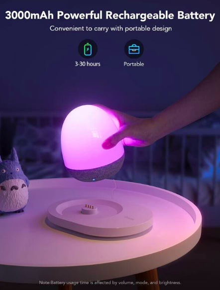 Nočné svetlo Govee RGBICW Smart LED s reproduktorom - biele